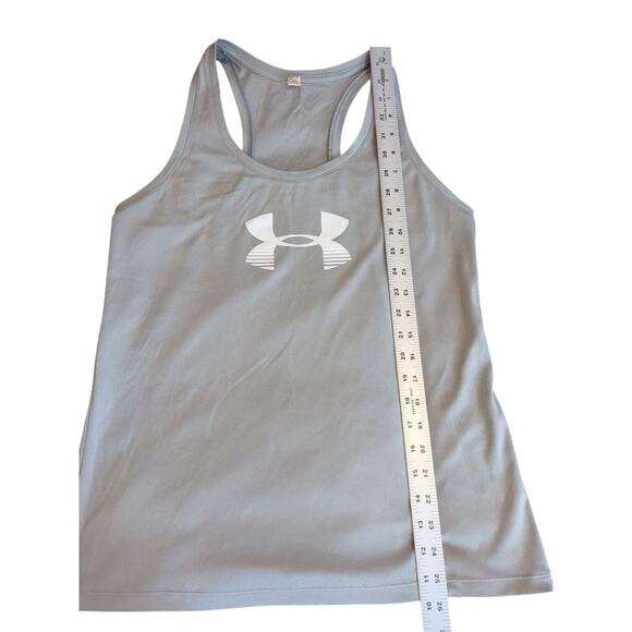 Under Armour Womens Tank Top Graphic Gray Athletic Racerback Heatgear Medium - Picture 4 of 5